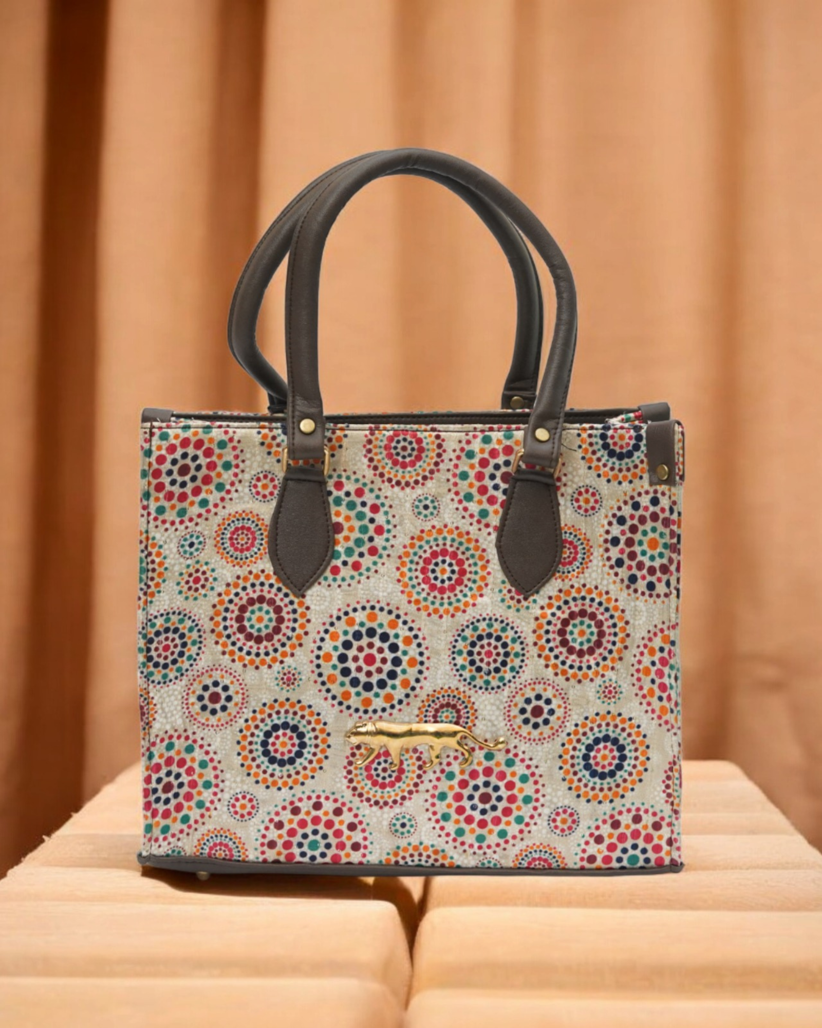 Women's Multi Circle Printed Tote Bag