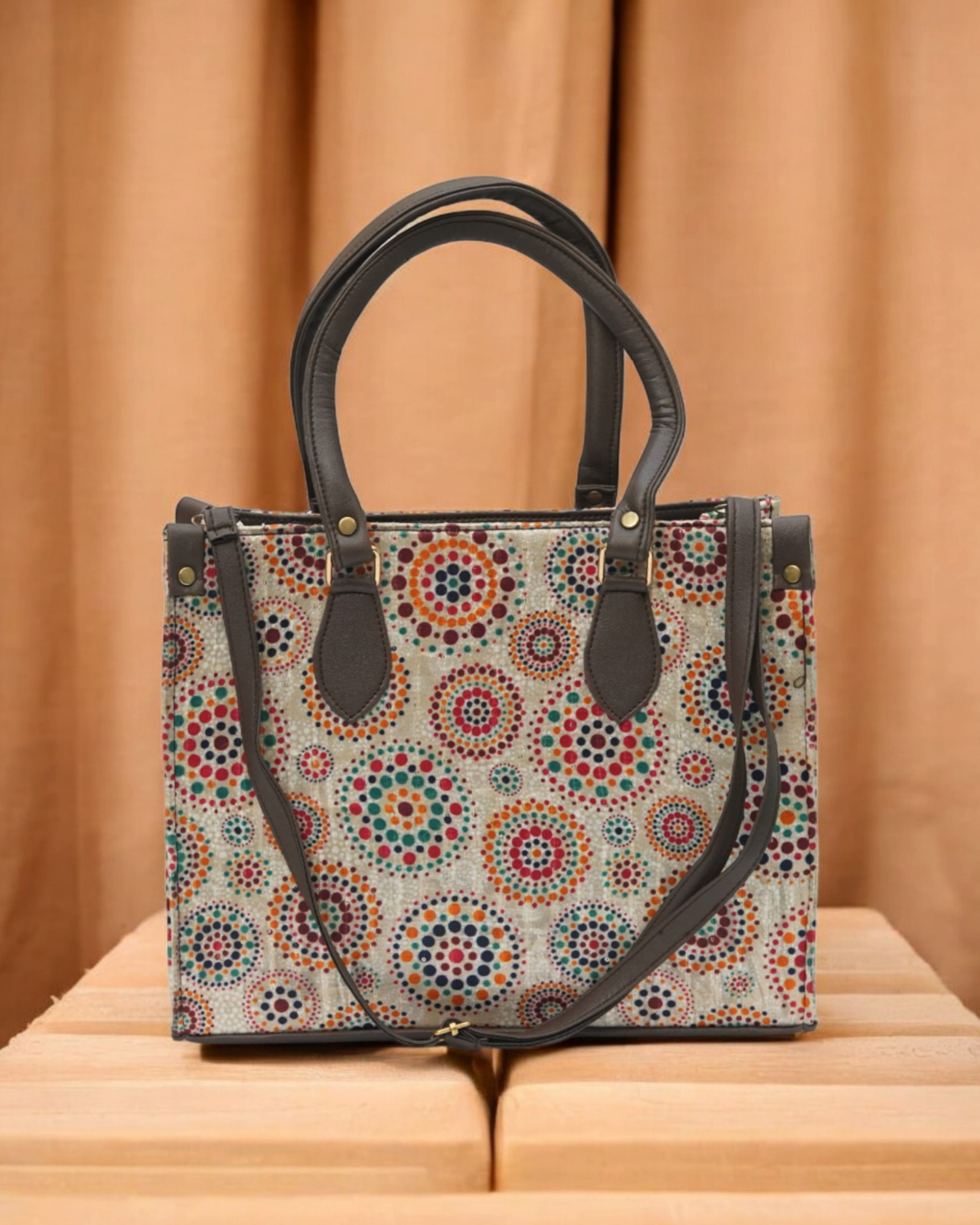 Women's Multi Circle Printed Tote Bag