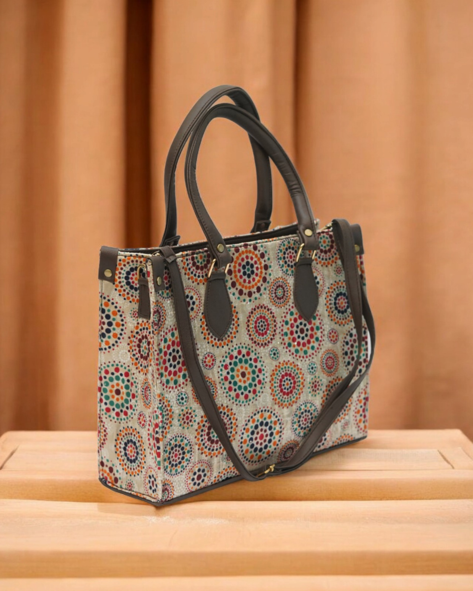 Women's Multi Circle Printed Tote Bag