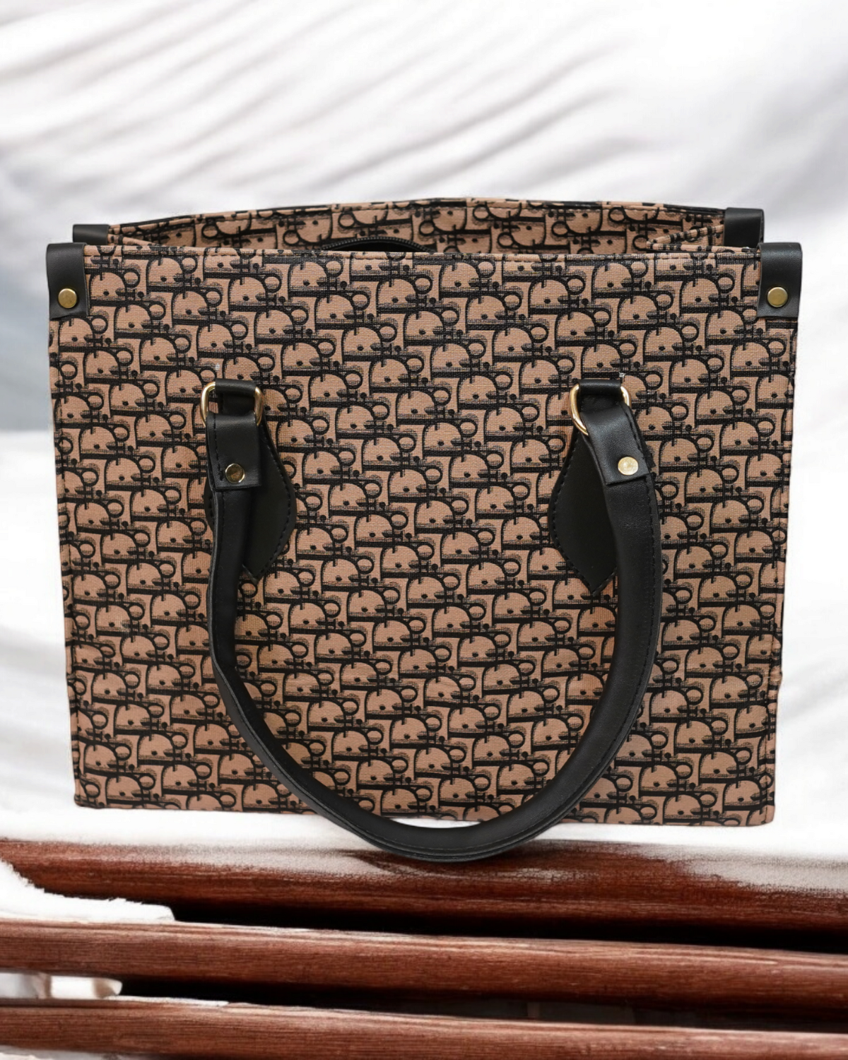 Brown & Black Print tote bag