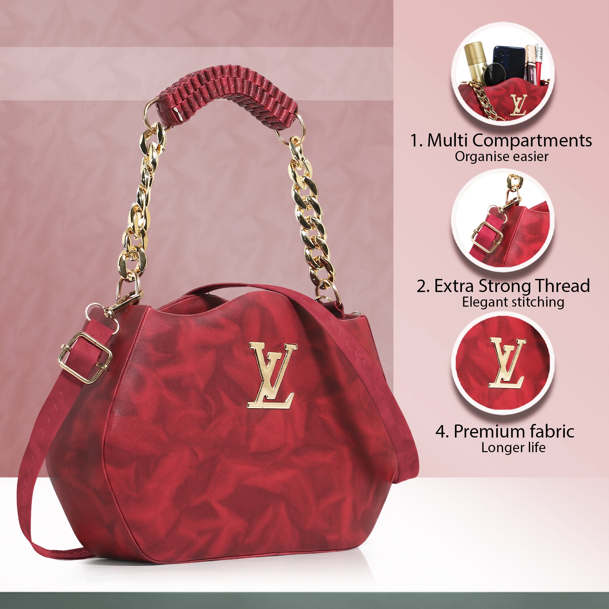 Maroon sling bag LV