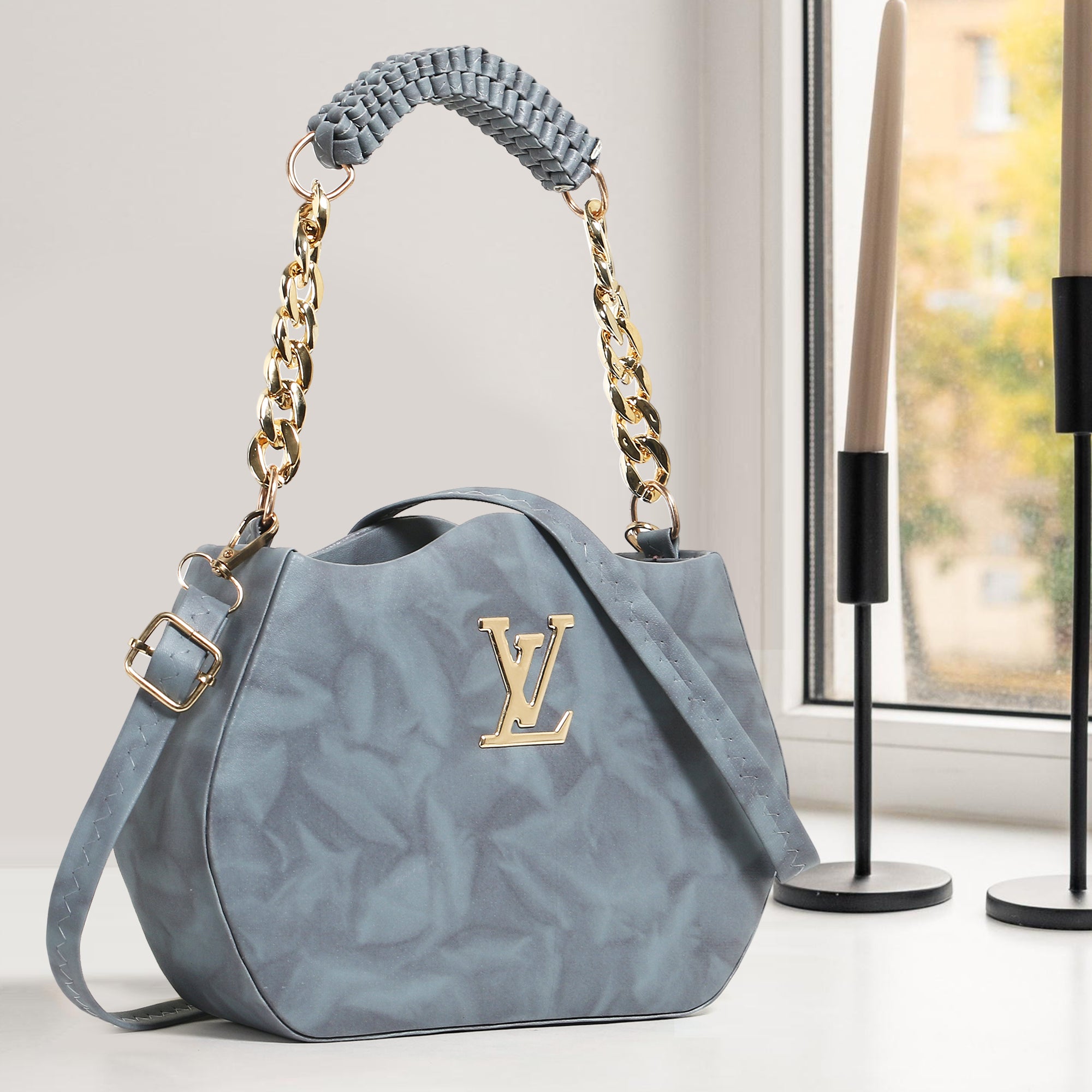 Grey sling bag LV